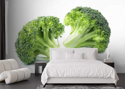 2 separate small broccoli isolated on white background 6 as vegetable package design element Wall mural