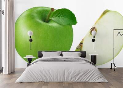 Green apple set isolated on white background Wall mural