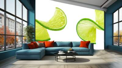 LIme slice twist isolated on white background Wall mural