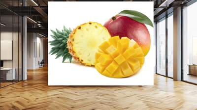 mango banana pieces 2 isolated on white background as package design element Wall mural