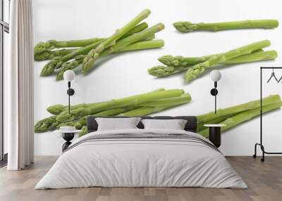 raw asparagus set 2 isolated on white background Wall mural