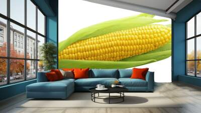 Single ear of corn isolated on white background Wall mural