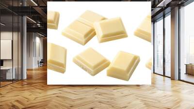 White chocolate set isolated on white background. Rectangular pieces Wall mural