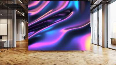 metallic holographic liquid dark backgrounds, future tech, brutalism background Wall mural