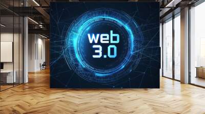 An image of the web 3.0 technology and concept. Blockchain, meta, big data, cloud and server services. Generative AI Wall mural