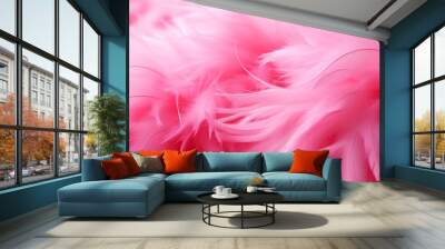 Close up of light pink luxurious feather background with copying spaces. Generative AI Wall mural