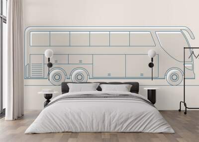 Bus icon, fill and line design, editable strokes. Side view, vector illustration, EPS 10 Wall mural