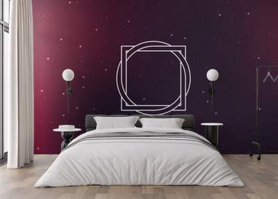 Geometric element, square with circle, starry space scene Wall mural