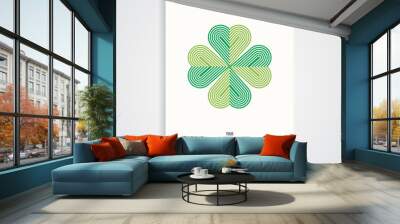 Retro poster template with four leaf clover Wall mural