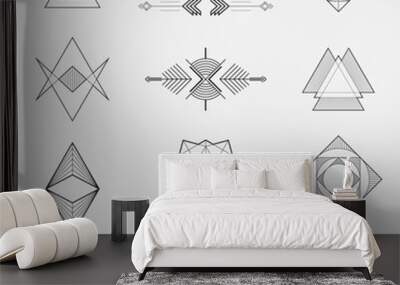 Set of geometric shapes, triangles, line design, vector Wall mural