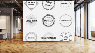 Set of retro vintage badges and label logo graphics, circles Wall mural