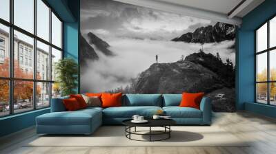 Colorful autumn in Alps. Hiking, adventure, sport, concept photo Wall mural