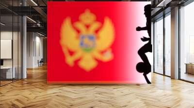 Montenegro National Flag. Football, Soccer player Silhouette Wall mural