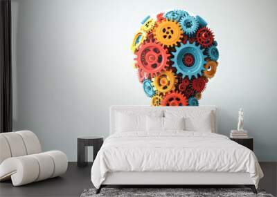 A light bulb with gears on it Wall mural