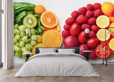 Two bowls of fruit, one with a lot of oranges Wall mural