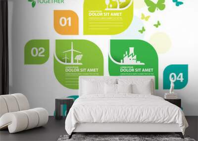 Ecology. Green cities help the world with eco-friendly concept ideas. info graphic vector illustration Wall mural