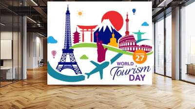 World Tourism Day logo template vector illustration Wall mural