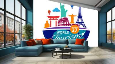 World Tourism Day logo template vector illustration Wall mural