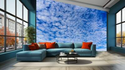 blue sky background with tiny clouds Wall mural