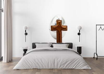 egg with of a Christian cross, Easter background Wall mural