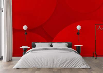 Circles red texture background. Simple modern design use for christmas and valentine day concept. Wall mural