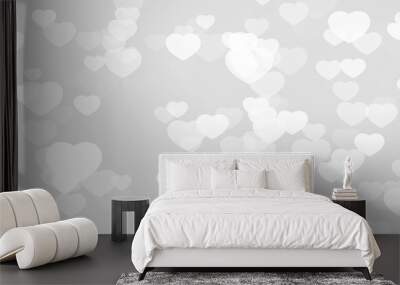 Valentine day white hearts on gray background. Wall mural