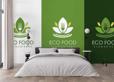 Ecofood icon logo design with creative element organic style Premium Vector Wall mural