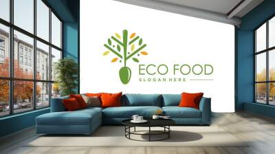 Ecofood icon logo design with creative element organic style Premium Vector Wall mural