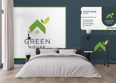 Green house logo design template with modern style idea Wall mural