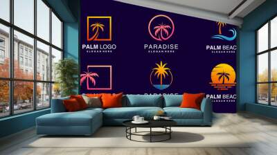 Palm logo collection with creative element concept Premium Vector Wall mural