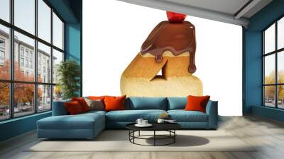 cake 3d font number 4 Wall mural