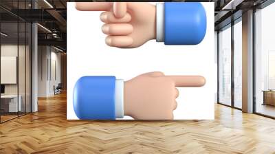 Cartoon 3d hands showing direction, business hands pointing index finger left and right 3d rendering Wall mural