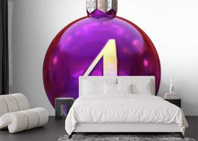 Colorful Christmas ball font number 4 Wall mural