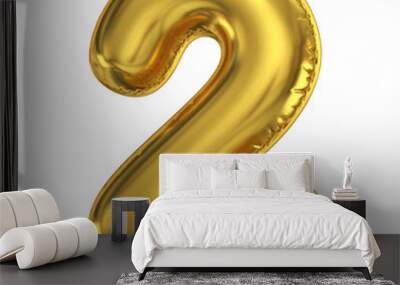 Golden balloon font 3d rendering, number 2 Wall mural