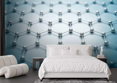 Graphene molecular grid, graphene atomic structure concept, hexagonal geometric form, nanotechnology background 3d rendering Wall mural