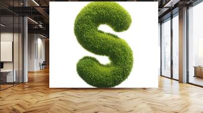 Grass font 3d rendering letter S Wall mural