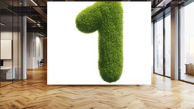 Grass font 3d rendering number 1 Wall mural