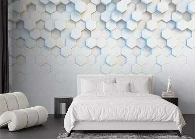 Hexagonal abstract 3d background, white wall with hexagonal pattern 3d rendering Wall mural