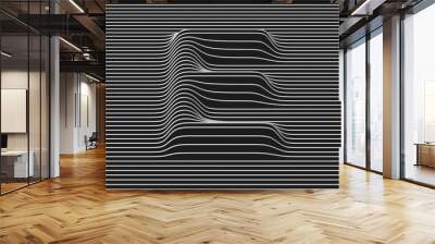 Linear 3d font letter E Wall mural