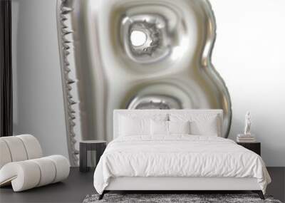 Silver balloon font 3d rendering, letter B Wall mural