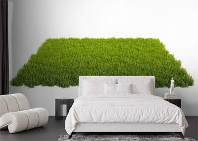 Small square surface covered with grass, grass podium, lawn background 3d rendering Wall mural