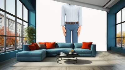 Standing smiling man. Cartoon happy businessman isolated on white background, 3d rendering Wall mural