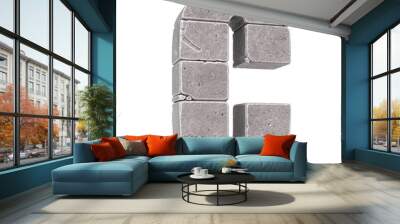 Stone font, letters made of stone blocks 3d rendering, letter C Wall mural