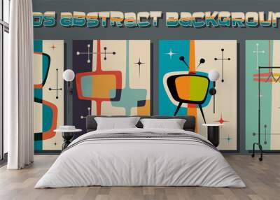 1960s Abstract Backgrounds, Mid Century Modern Shapes and Retro Colors Wall mural