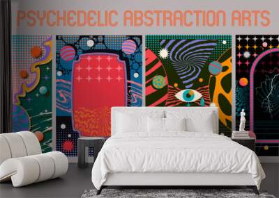 Psychedelic Abstraction Backgrounds Set. Fantastic Space Creative Posters Wall mural