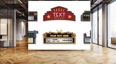 Retro Cinema Theater Signboards Templates 1920s Style Neon Signboards Wall mural