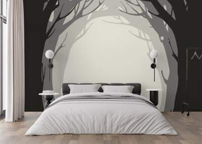 frame of trees with bare branches, vector illustration Wall mural