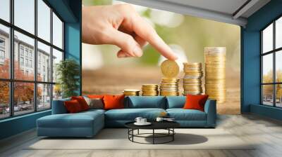 save money with stack money coin for growing your business Wall mural