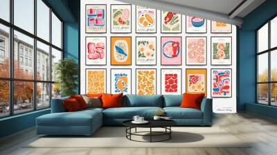 Abstract food posters template. Modern trendy Matisse minimal style. Kitchen and restaurant decor. Hand drawn design for wallpaper, wall decor, print, postcard, cover, template, banner. Wall mural