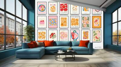 Abstract food posters template. Modern trendy Matisse minimal style. Kitchen and restaurant decor. Hand drawn design for wallpaper, wall decor, print, postcard, cover, template, banner. Wall mural